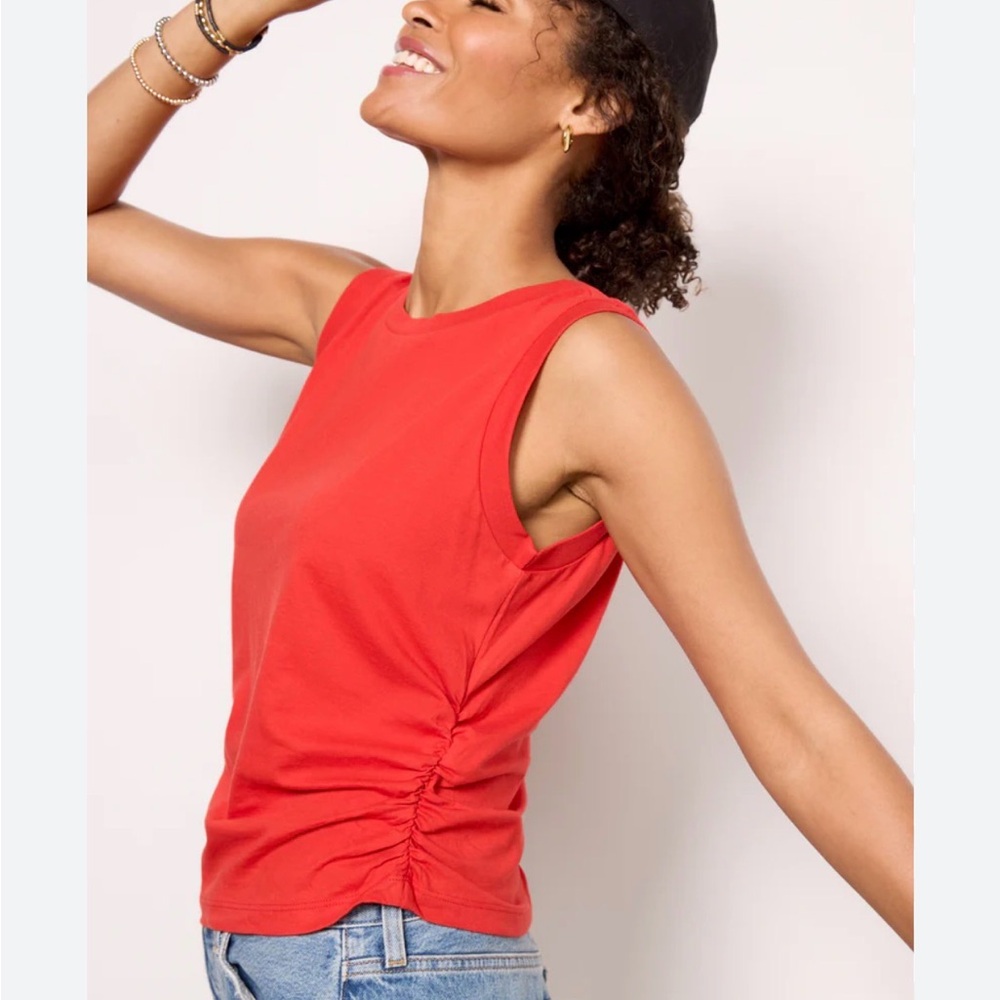 Michael Stars Bright Red Side-Ruched Tank